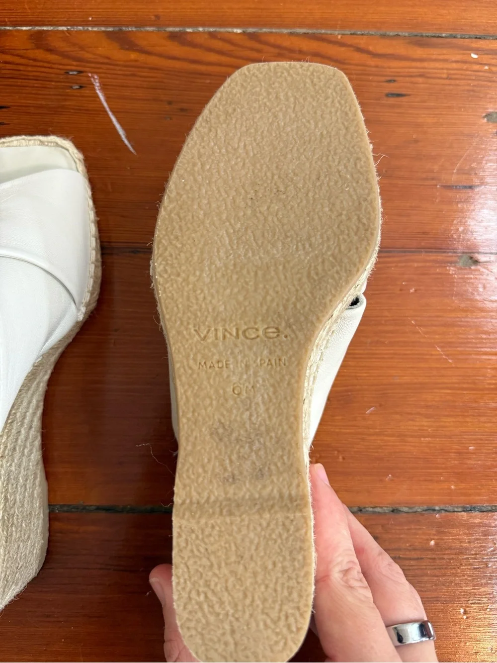 Vince Gaelan Leather Espadrille Wedge Sandal Sz 6 💛🍄